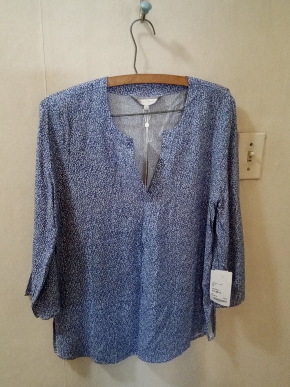 Part Two Copenhagen Europe Sz S blue white dotted Tunic Top NWT